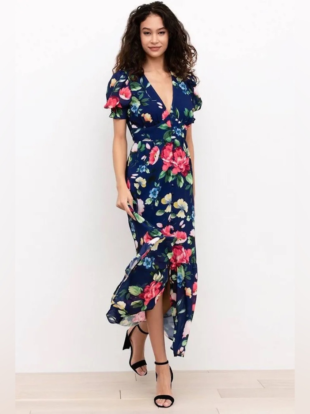 YUMI KIM Love Me Too Maxi Dress - Splendor Navy Floral SZ 10